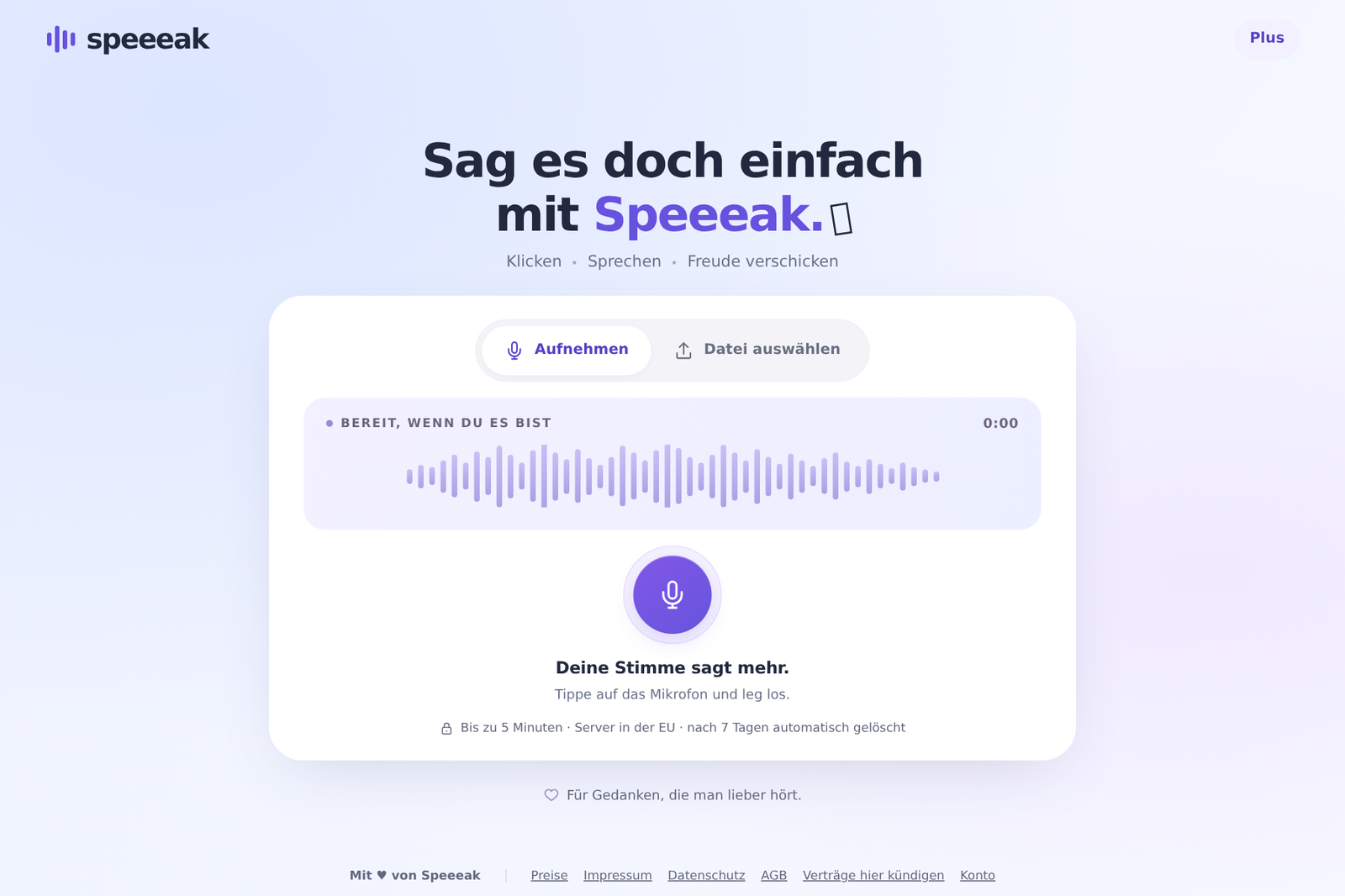 Startseite mit Mikrofon